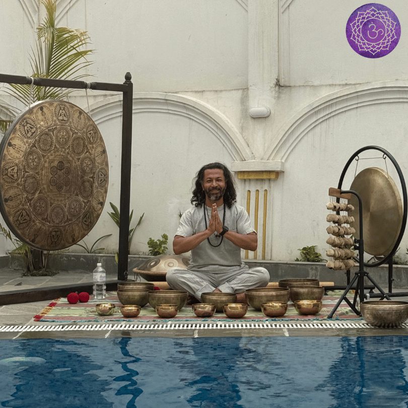 Master Amit guiding a sound healing session